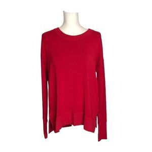 Athleta Sweater Long Line Round Neck Pullover Red Size Medium